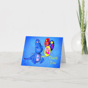 Remerciements Bleu Dragon tenant des ballons Carte de remercieme