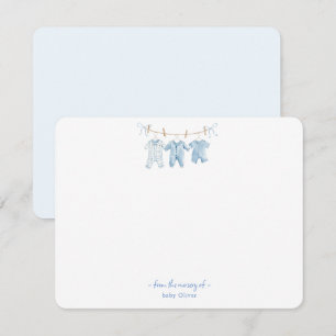 Remerciements Bleu mignon Bébé Bébé garçon Carte de remerciement