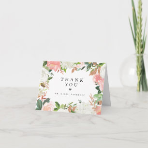 Remerciements Blush White Floral Mariage Photo Carte de remercie