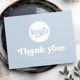 Remerciements Boho rétro ajouter logo bleu poussiéreux carte de 
