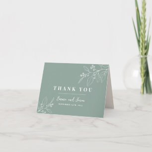Remerciements Boho Sage Green Floral Mariage Carte de remercieme