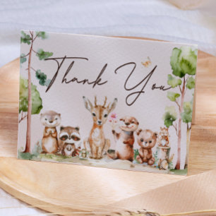 Remerciements Bois Animaux Boho Baby shower Carte de remerciemen