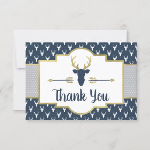 Remerciements Bois Antlers Carte de remerciements, Marine, Grey