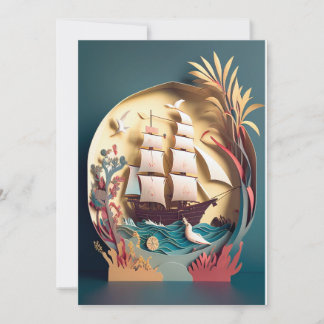Remerciements Bon voyage et Carte de remerciements, thème navire