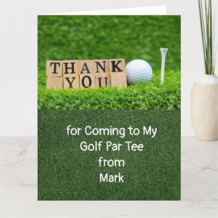 Remerciements Boule de golf et tee de golf sur herbe verte carte