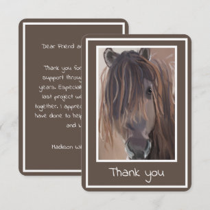 Remerciements Brown Blanc encadré Cheval Peinture Carte de remer
