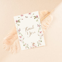 Bunny Pink Floral Girl Baby shower Carte de remerc