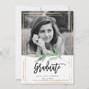 Remerciements cadre vert fausse or carte de graduation photo