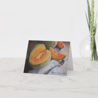 Remerciements Cantaloupes avec carte de note à cuillère en argen