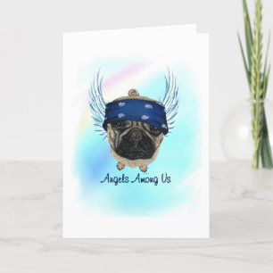 Remerciements Carlin Ange Chien Animal Perdre Carte de Sympathie