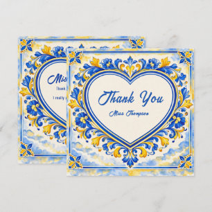 Remerciements 💙 Carreau de cœur Azulejo Carte de remerciement