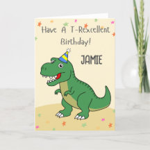 Carte Anniversaire de enfant Dinosaur T-rex person