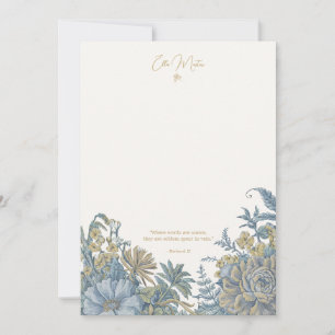 Remerciements Carte Bleue de note florale personnalisée
