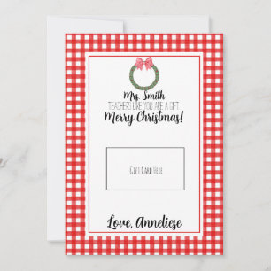 Remerciements Carte cadeau de Noël de l'enseignant de la courge 