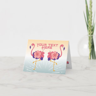 Remerciements Carte Coucher de soleil de Flamants roses pliés
