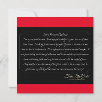 Remerciements Carte d'affirmation de femme puissante rouge