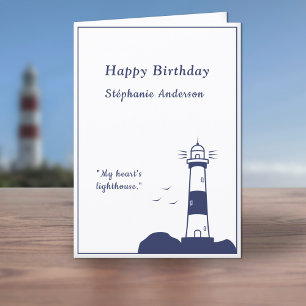 Remerciements Carte d'anniversaire bleu de la marine phare