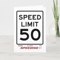 Carte d'anniversaire de la limite de vitesse 50e