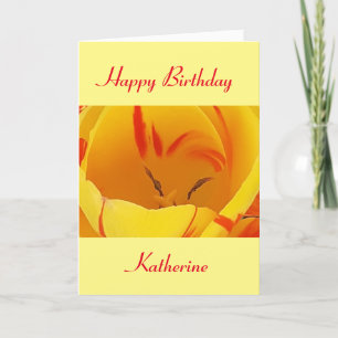 Remerciements Carte d'anniversaire de la tulipe jaune printemps