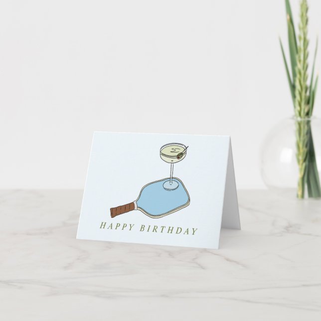 Remerciements carte d'anniversaire de pickleball et martinis (Devant)