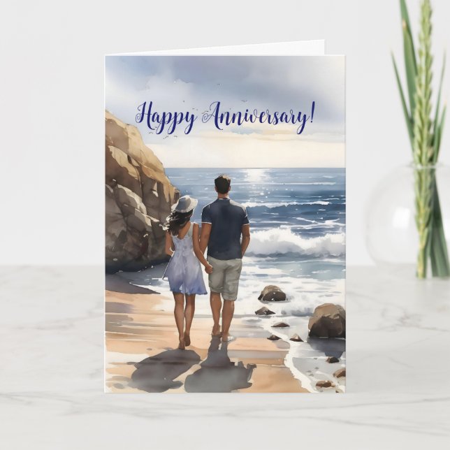 REMERCIEMENTS CARTE D'ANNIVERSAIRE DES COUPLES DE PLAGE (Devant)