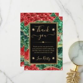 Remerciements Carte d'anniversaire en agate de Noël et paillette