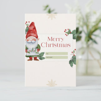 Remerciements Carte d'aquarelle de Noël Père Noël, non photo