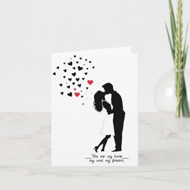 Remerciements Carte de baiser en silhouette romantique - Valenti (Devant)