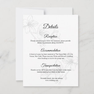 Remerciements Carte de boîtier en ligne florale noire et blanche