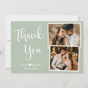Remerciements Carte de collection Mariage moderne Sage Green Mer