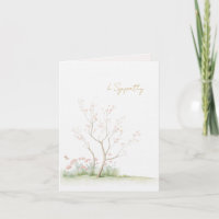 Carte de condoléances arbre aquarelle avec fleurs