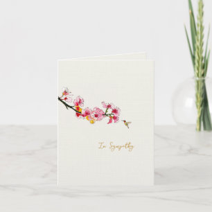Remerciements Carte de condoléances Fleur de cerisier et colibri