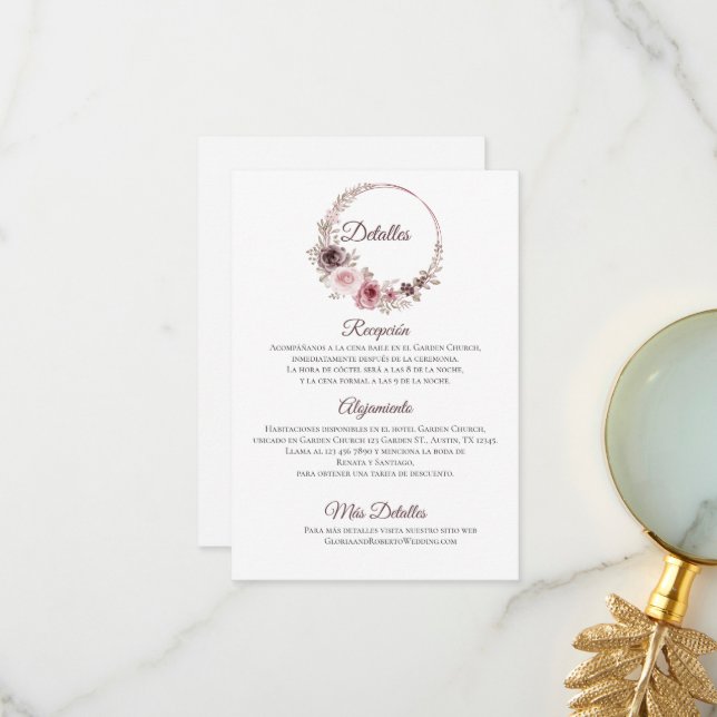 Remerciements Carte de détails de mariage bohème (Devant/Arrière en situation)
