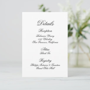 Remerciements Carte de détails mariage