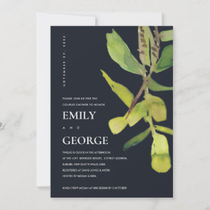 REMERCIEMENTS CARTE DE DOUCHE EN COUPLE EN FOLIAGE NOIR MODERNE