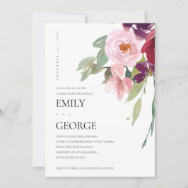 REMERCIEMENTS CARTE DE DOUCHE FLORALE ROSE ROSE MARSALA BLANCHE