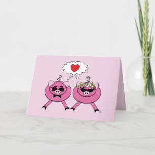Remerciements Carte de félicitations de mariage de cochons marié