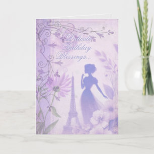 Remerciements Carte de fête élégante aquarelle lavande pour femm