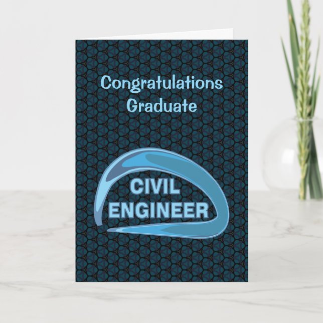 Remerciements Carte de fin d'études d'ingénieur civil bleu (Devant)