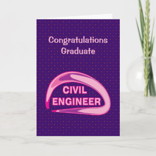 Remerciements Carte de fin d'études d'ingénieur civil rose