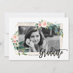 Remerciements carte de graduation photo couleur or bleu vert