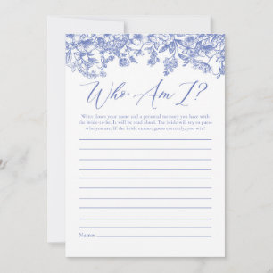 Remerciements Carte de jeu de douche nuptiale Fleurie Bleue Qui