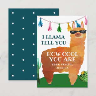 Remerciements Carte de jour Llama Valentines pour enfants