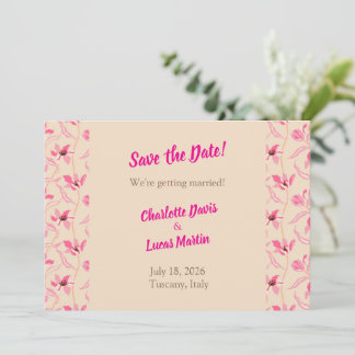 Remerciements Carte de mise en garde Beige et rose blush floral