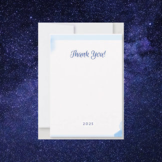 Remerciements Carte de monogramme minimaliste couleur bleue