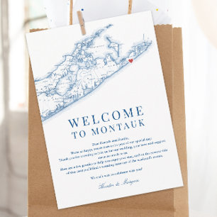 Remerciements Carte de Montauk NY Lettre de Bienvenue Mariage Bl