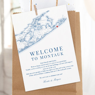 Remerciements Carte de Montauk NY Lettre de Bienvenue Mariage Bl