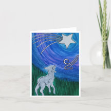 Carte de Noël avec agneau et étoile