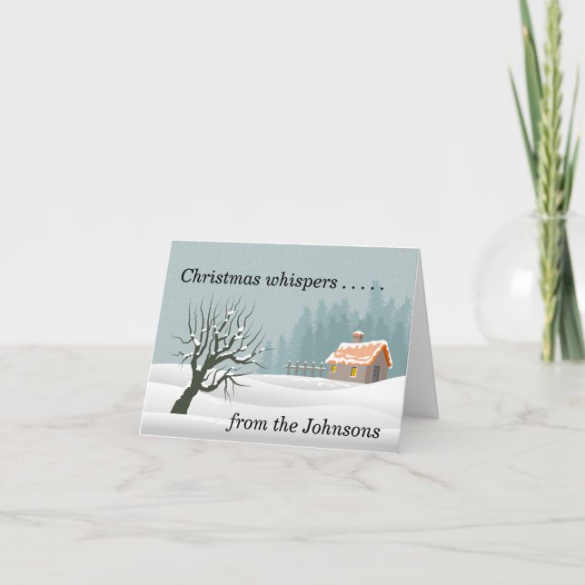 Remerciements Carte de Noël avec cabine dans la neige (Devant)