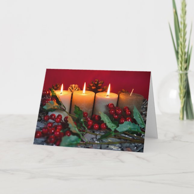 Remerciements Carte de Noël avec quatre bougies (Devant)